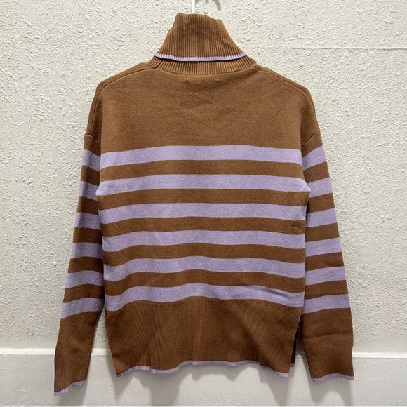 Tahari Brown and Light Purple Striped Turtleneck Sweater XS - Picture 5 of 6